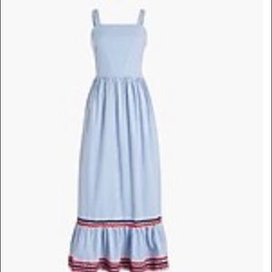 Tiered blue and white stripe maxi dress